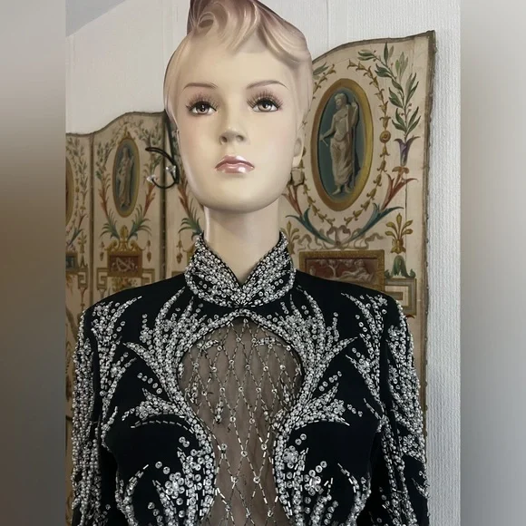 Vintage Black Tie Oleg Cassini Dress - Picture 12 of 16